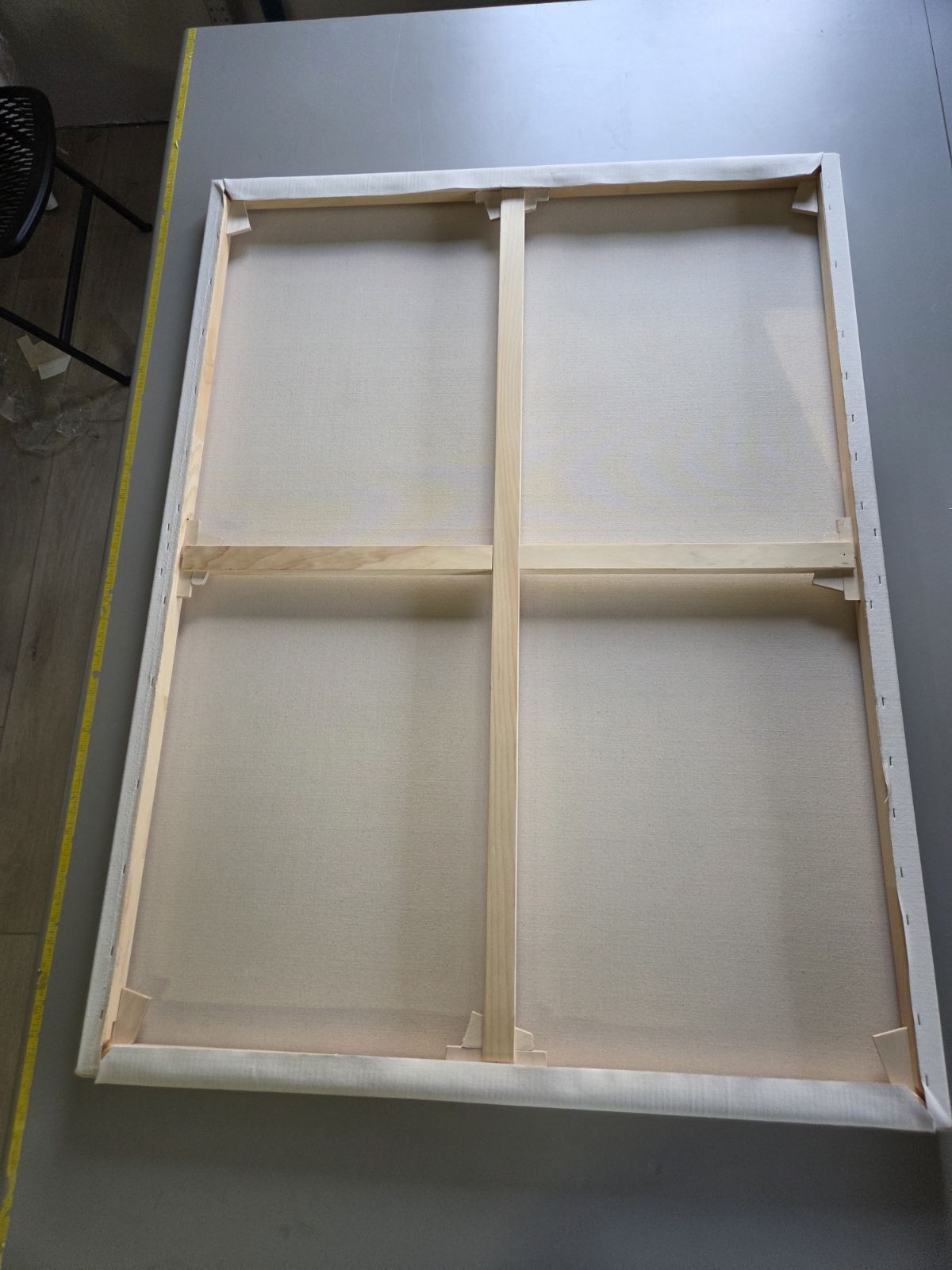 Wooden frame with four compartments, support bars, new and improve genie canvas