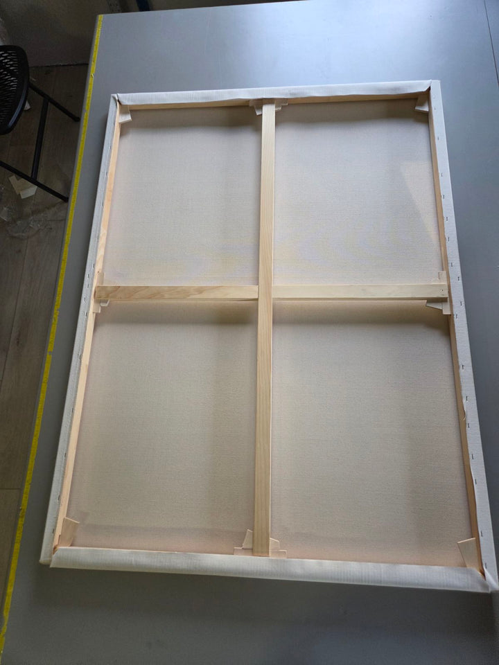 Wooden frame with four compartments, support bars, new and improve genie canvas
