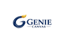 The Genie Canvas logo is displayed on a solid white background. The logo features a stylized dark blue 'G' with a golden-yellow paintbrush tip, followed by the words 'GENIE CANVAS' in dark blue text.