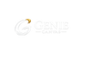 Genie Canvas logo on a plain white background, featuring a stylized white outlined 'G' with a small gold accent and the words 'GENIE CANVAS' in white.
