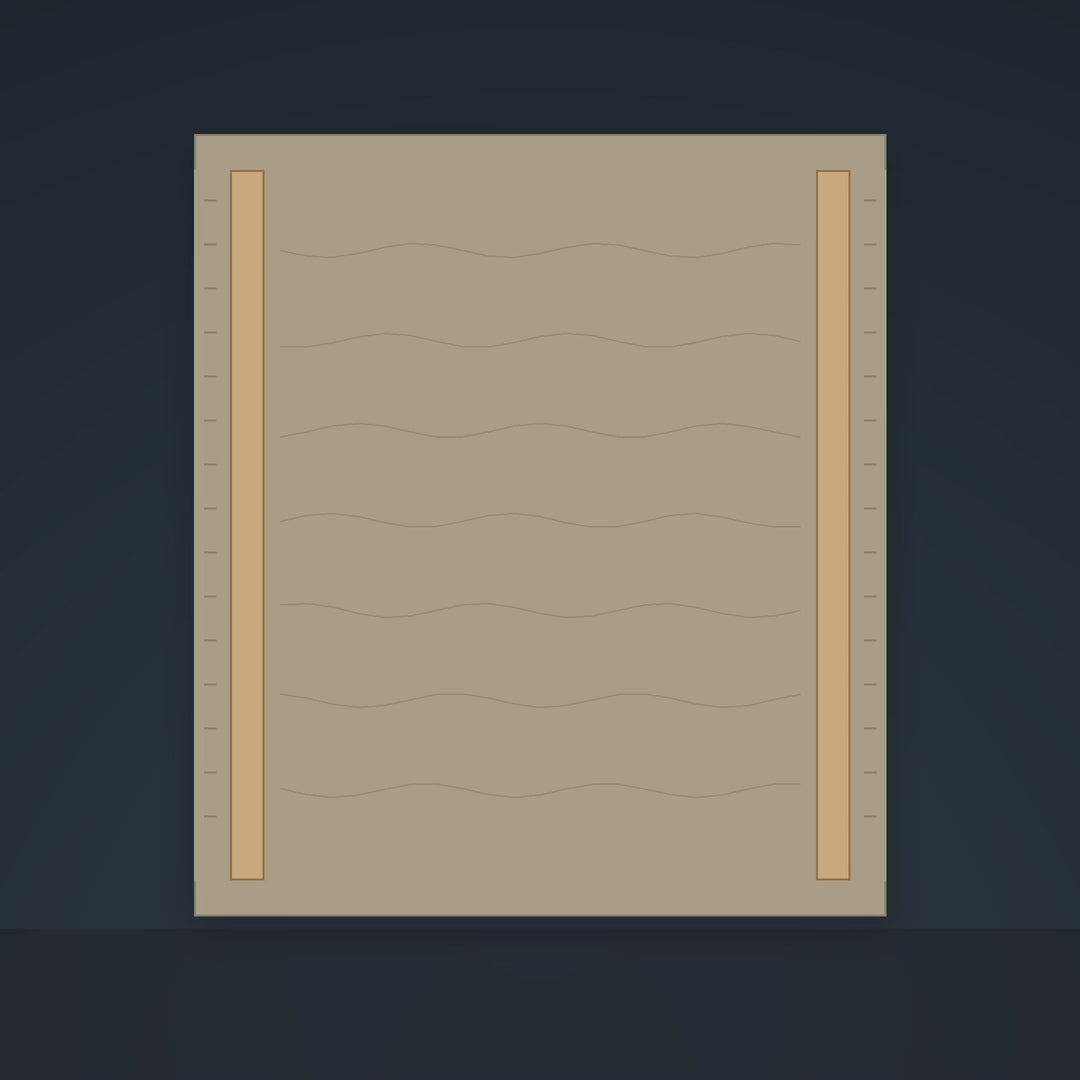 Animation: the Genie Canvas frame assembles with dual braces, spines and brace keys, then flips to show the finished painting